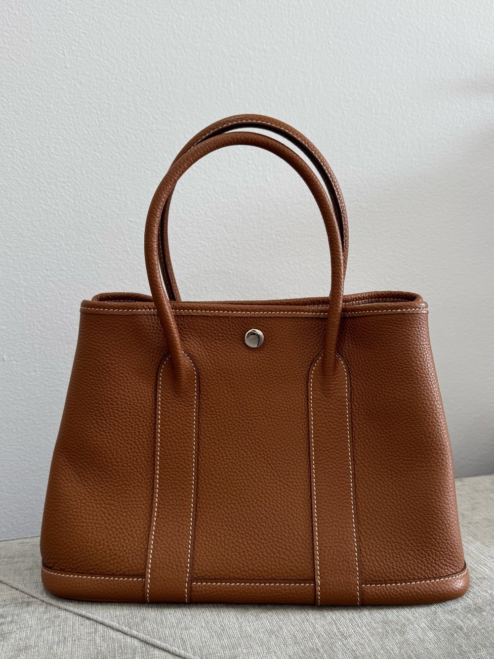 Structured Brown Leather Satchel Handbag